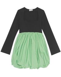 Ganni - Taffeta Balloon Mini Dress - Lyst