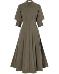 Jonathan Simkhai - Jazz Pintucked Cotton-Blend Poplin Midi Shirt Dress - Lyst