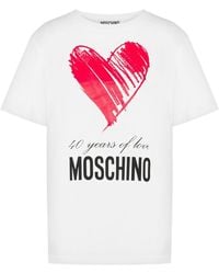 Moschino - Heart-Motif Printed Crewneck T-Shirt - Lyst