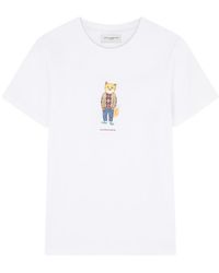 Maison Kitsuné - Maison Kitsuné Fox Printed Crewneck T-Shirt - Lyst