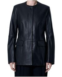 TOTEME - Totême Long Sleevedcrewneck Leather Jacket - Lyst