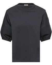 Moncler - Puff Sleeve Detailed Crewneck Top - Lyst