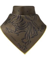 Fendi - Silk Foulard With Tiger Print - Lyst
