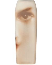 Jean Paul Gaultier - Printed Mesh Maxi Skirt - Lyst