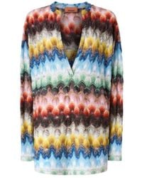 Missoni - Textured V-Neck Knitted Top - Lyst