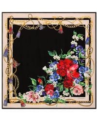Dolce & Gabbana - Floral Printed Square Scarf - Lyst
