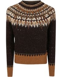 Ermanno Scervino - Long-Sleeved Knit Sweater With Crystal Embellishments - Lyst