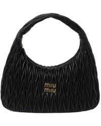 Miu Miu - Miu Wander Matelassé Nappa Leather Hobo Bag - Lyst