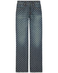 Gucci - Gg Cotton Denim Jacquard Pants - Lyst