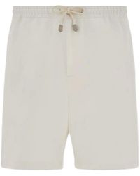 Canali - Poplin And Silk Bermuda Shorts With A Drawstring - Lyst