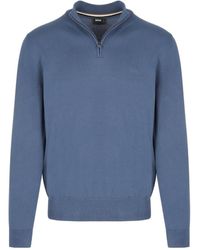 BOSS - Boss Zip-Neck Knitted Pullover - Lyst