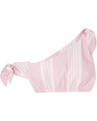 Posse - Rosie's One-Shoulder Striped Top With Tie - Lyst