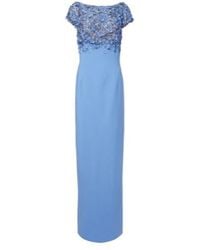 Oscar de la Renta - Porcelain Flower Embellished Wool-Blend Gown - Lyst