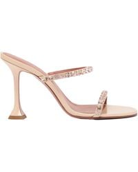 AMINA MUADDI - Gigi Slipper 95 Pearly Champagne Patent And Quartz Crystals - Lyst