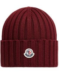 Moncler - Logo Patch Ribbed Beanie - Lyst