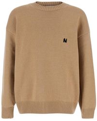MSGM - Logo Patch Crewneck Knitted Jumper - Lyst