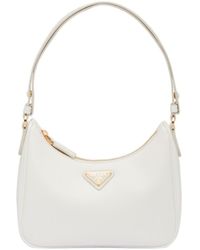 Prada - Logo Plaque Zipped Shoulder Bag - Lyst