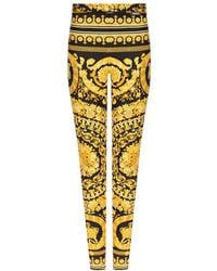 Versace - Leggings With Iconic Baroque Print - Lyst