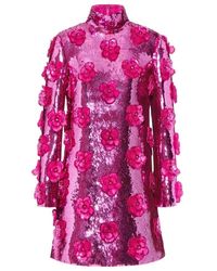 Valentino - Short Embroidered Organza Dress - Lyst