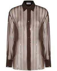 Brunello Cucinelli - Sequin Embellished Long Sleeved Shirt - Lyst