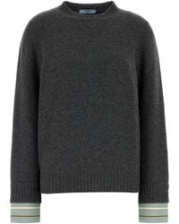 Prada - Striped Cuff Crew-Neck Sweater - Lyst