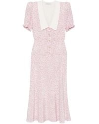 Alessandra Rich - Floral Print Short Sleeved Midi Dress - Lyst