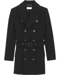 Saint Laurent - Belted Double-Breasted Jacket - Lyst