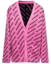 Balenciaga - Logo Intarsia-Knit Cardigan - Lyst