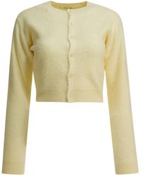 AURALEE - Garment-Dyed Knit Crew-Neck Cardigan - Lyst
