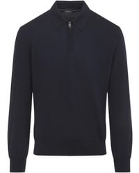 Brioni - Front Zipped Fine Knit Polo Shirt - Lyst
