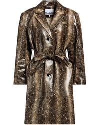 Ganni - Snakeskin-Print Full-Length Jacket - Lyst