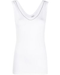 Brunello Cucinelli - Monili Embellished Trim Ribbed-Knit Tank Top - Lyst