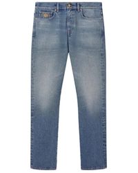 Versace - Logo Patch Straight-Leg Jeans - Lyst