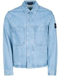 Stone Island - Logo Patch Denim Jacket - Lyst
