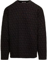 Valentino - Toile Iconographe Crewneck Knitted Jumper - Lyst