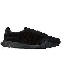 Dolce & Gabbana - Allblack Suede Lowtop Shoes - Lyst