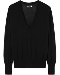 Jil Sander - Long Sleeved V-Neck Knitted Top - Lyst