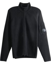 C.P. Company - Waffle Knit Zip Lens Cardigan - Lyst