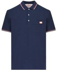 Valentino - Logo Embroidered Button Detailed Polo Shirt - Lyst
