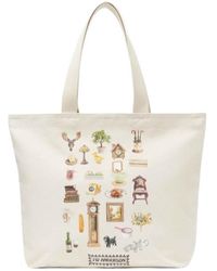 JW Anderson Cat-print Oversized Canvas Tote Bag in Blue | Lyst