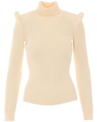 Elisabetta Franchi - Ribbed High Neck Knitted Sweater - Lyst