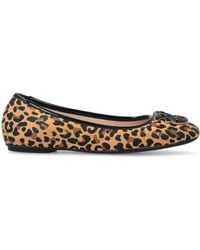 Pinko - Leopard-Printed Slip-On Flat Shoes - Lyst