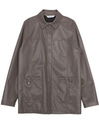 Max Mara - Collared Long-Sleeved Leather Jacket - Lyst