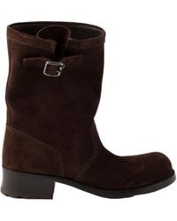 Prada - Suede Mid-Calf Boots - Lyst