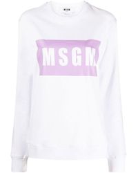 MSGM - Round-Necked Logo Sweater - Lyst