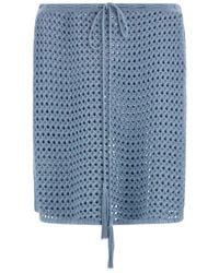Ferragamo - Short Skirt With Open Weave Knit - Lyst