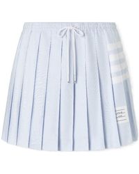 Thom Browne - Oxford 4-Bar Drawstring Pleated Mini Skirt - Lyst