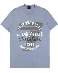 EA7 - Printed Round-Necked T-Shirt - Lyst