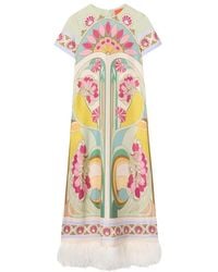 La DoubleJ - La Doublej Feather-Trim Swing Dress - Lyst