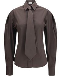 Brunello Cucinelli - Tie-Detail Puffed-Sleeve Shirt - Lyst